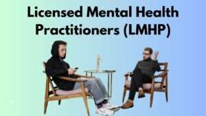 A licensed mental health practitioner in a comfortable counseling room, engaging with a client in a supportive and compassionate manner.